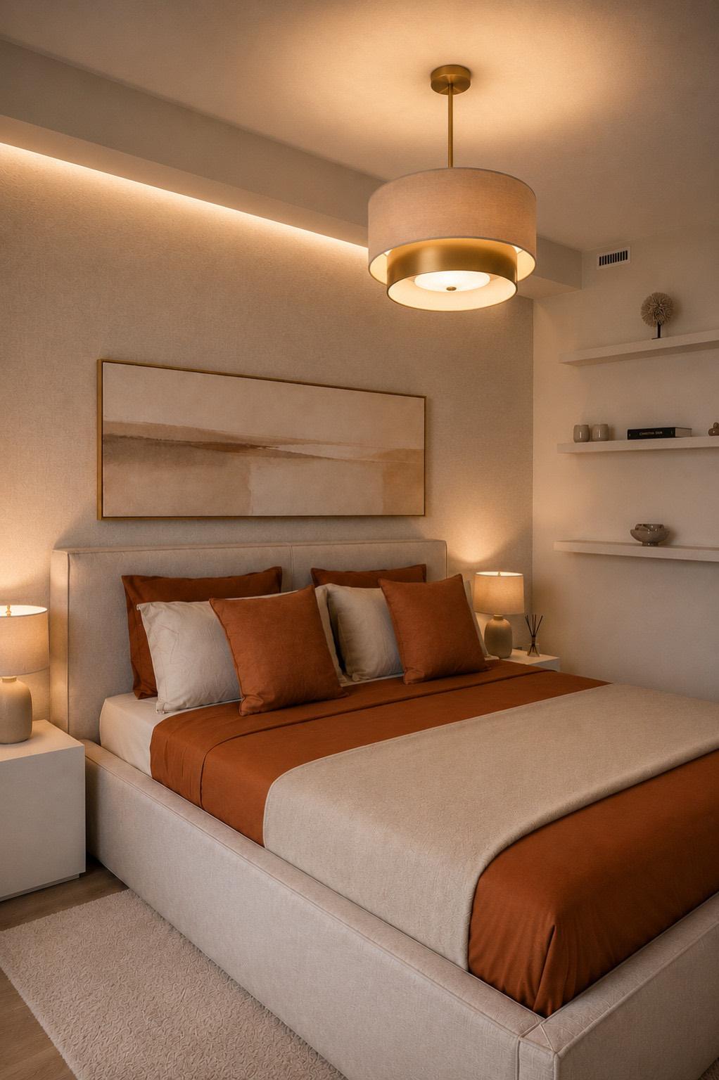 Zithoek in warme tinten in penthouse Rijswijk
